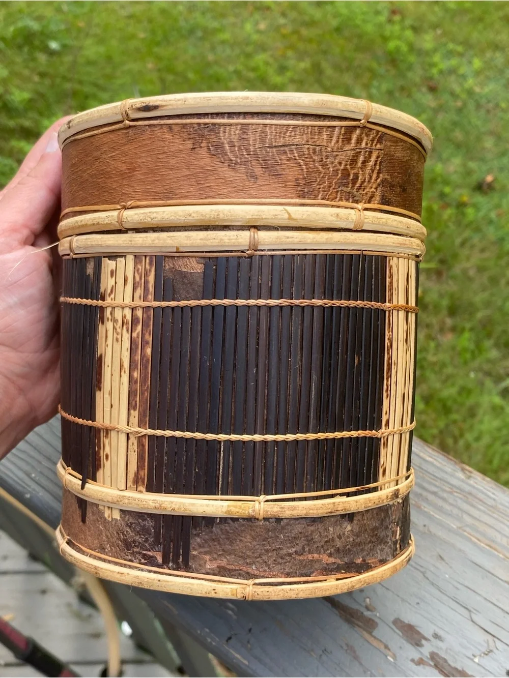 Handcrafted Indonesian Brown Bamboo Storage Canister Set of 3 Bark Box